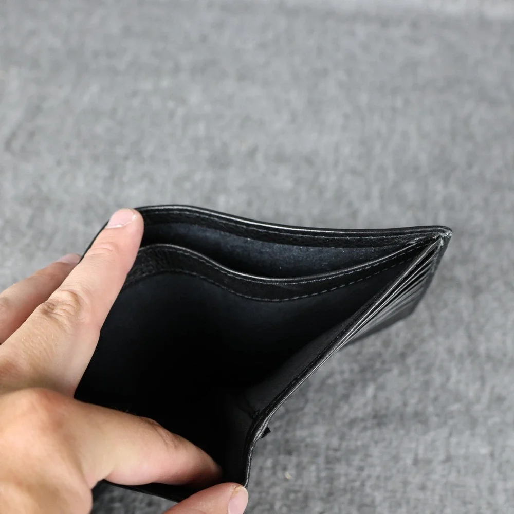 Leather Wallet Mens One Size Black Bifold RFID Protection Card Holder Slim
